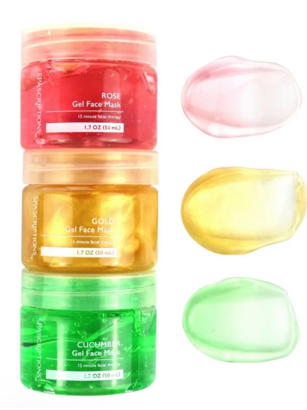 3-Pack Gel Face Mask Set + Applicator Brush | Rose Gold Cucumber Spa Kit - Picture 2 of 5